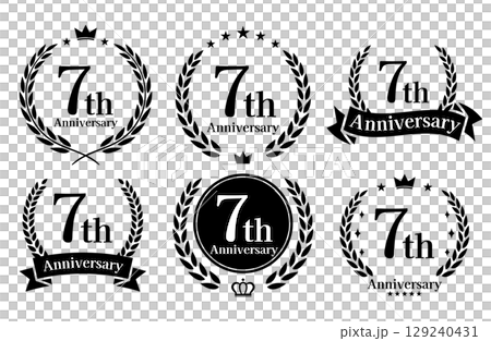 7周年記念、アニバーサリーのロゴベクターイラストセット 129240431