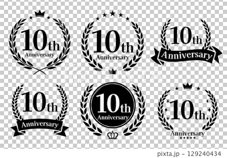 10周年記念、アニバーサリーのロゴベクターイラストセット 10周年記念、アニバーサリーのロゴベクターイラストセット 129240434