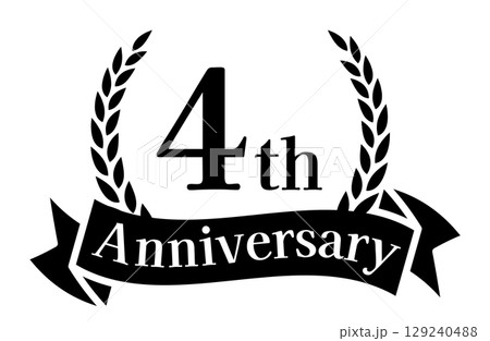 4周年記念、アニバーサリーのロゴベクターイラスト 129240488