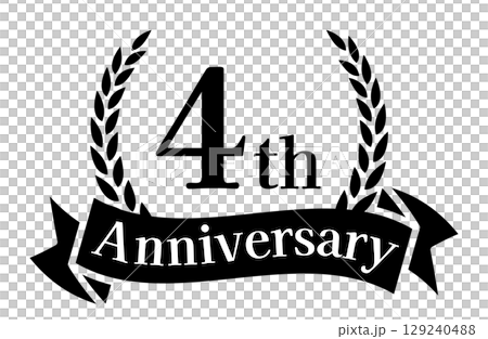 4周年記念、アニバーサリーのロゴベクターイラスト 129240488