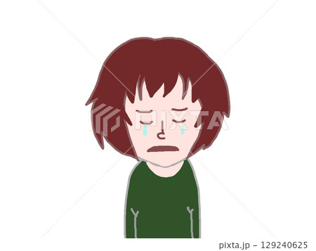 シクシク泣く上半身から上の女性のイラスト 129240625