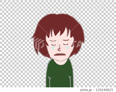 シクシク泣く上半身から上の女性のイラスト 129240625