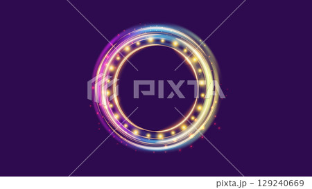Futuristic gold portal with circular hologram effect 129240669