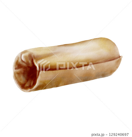 Brown kraft paper scroll in horizontal vintage view with natural texture.Rustic hand drawn watercolor illustration isolated on white for eco-friendly packaging, wedding invitations,certificates Brown kraft paper scroll in horizontal vintage view with natural texture.Rustic hand drawn watercolor illustration isolated on white for eco-friendly packaging, wedding invitations,certificates 129240697