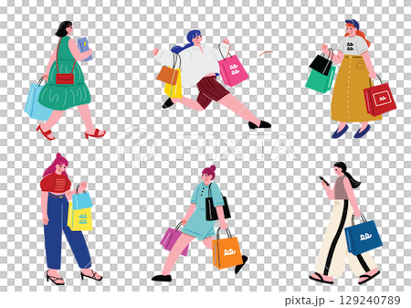 Girls enjoying shopping 129240789