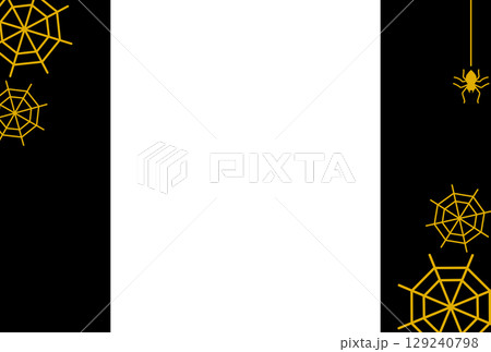 黄色の蜘蛛の巣と蜘蛛のフレーム 129240798