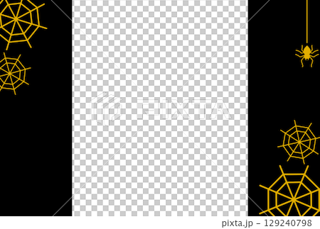 黄色の蜘蛛の巣と蜘蛛のフレーム 129240798