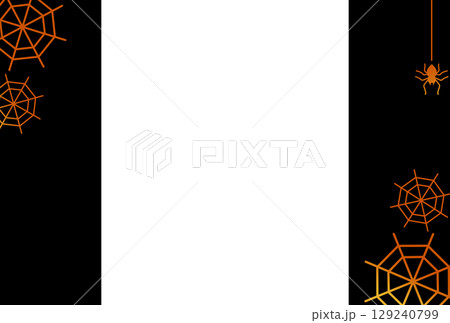 オレンジ色のグラデーションの蜘蛛の巣と蜘蛛のフレーム 129240799
