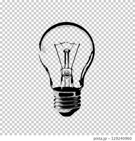 レトロな豆電球のシルエットイラスト（ビンテージ風） 129240960