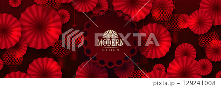 Chinese New Year. 2026. Exquisite textured background with red pattern and round figured frame Chinese New Year. 2026. Exquisite textured background with red pattern and round figured frame 129241008