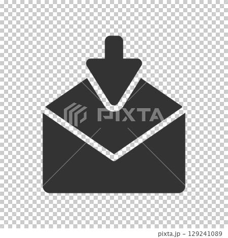 Black envelope icon indicating received email 129241089