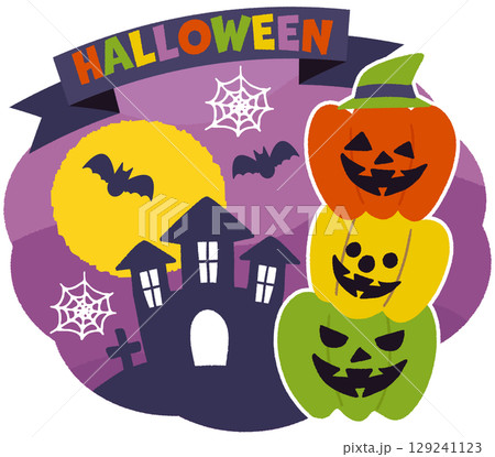 ハロウィンのカボチャのイラスト 129241123