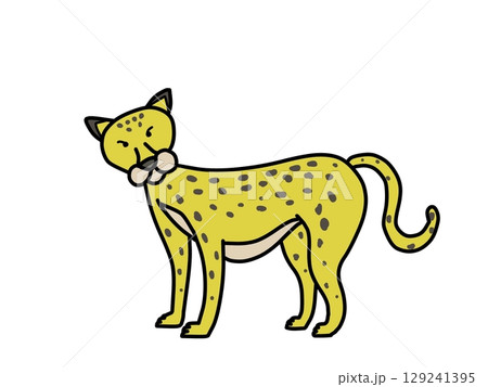 こっちを見ているチーターのイラスト 129241395