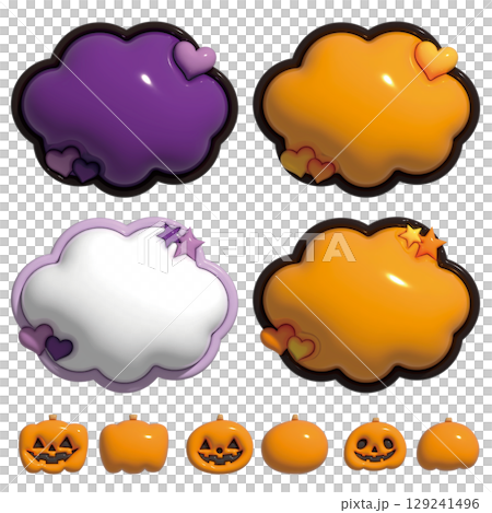 Halloween Plump 3D Icons, Decorations, and Frame Set (No Text) 129241496