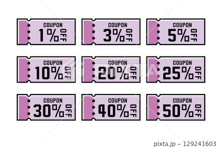 割引クーポンのベクターイラストセット　夏色 129241603