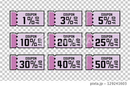 割引クーポンのベクターイラストセット　夏色 129241603