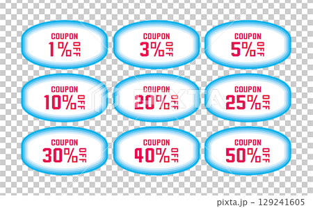 Discount coupon vector illustration set in summer colors Discount coupon vector illustration set in summer colors 129241605