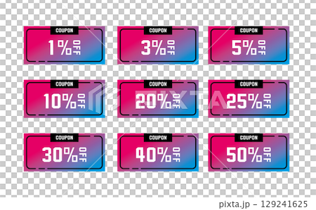 Discount coupon vector illustration set in summer colors Discount coupon vector illustration set in summer colors 129241625