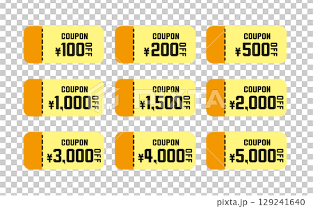 Discount coupon vector illustration set in summer colors Discount coupon vector illustration set in summer colors 129241640