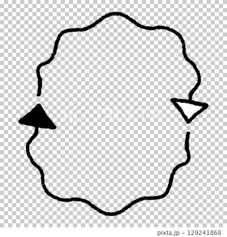 Hand-drawn arrow rotation cycle circulation icon 129241868