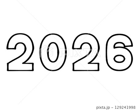 シンプルな2026年の文字イラスト素材 129241998