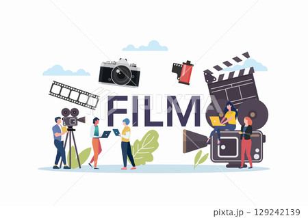 Film and media class with miniature people. Film and media class with miniature people. 129242139