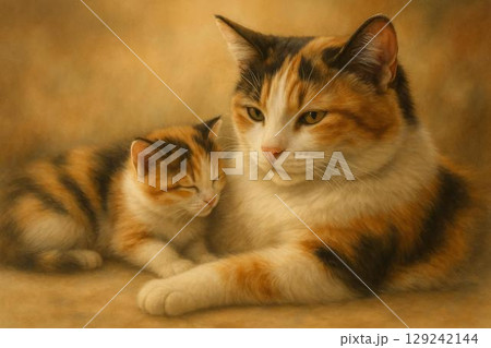 猫の親子 129242144