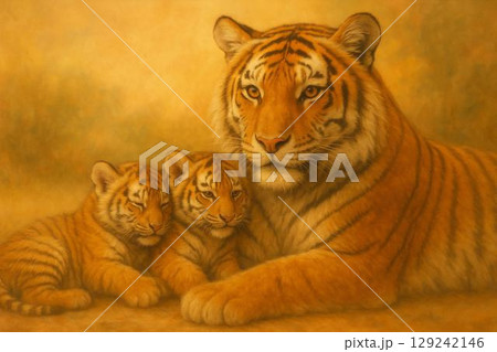 虎の親子 129242146