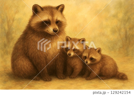 タヌキの親子 129242154