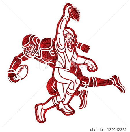 American Football Players Mix Action Cartoon Sport Graphic Vector American Football Players Mix Action Cartoon Sport Graphic Vector 129242281