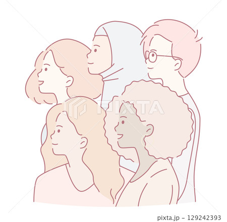A Diverse Group of People Portrayed in a Creative Outline Style Design for Artistic Purposes A Diverse Group of People Portrayed in a Creative Outline Style Design for Artistic Purposes 129242393