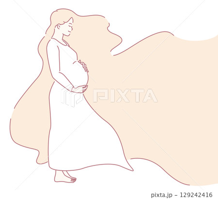 An elegant silhouette illustration of an expecting mother that beautifully captures motherhood 129242416