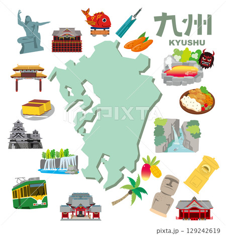 九州の観光スポットやご当地グルメ 129242619
