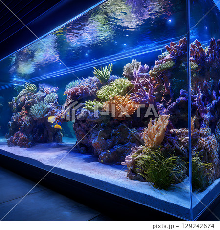 大型海水水槽に広がる美しい海の世界 大型海水水槽に広がる美しい海の世界 129242674