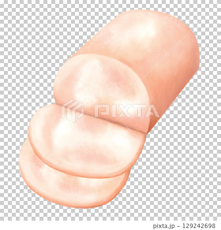 スライスされたロースハムのイラスト 129242698