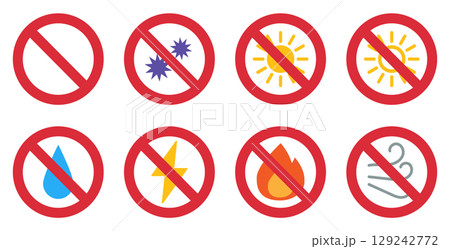 禁止マークのアイコンイラストセット 129242772