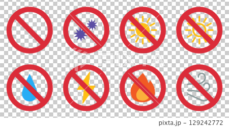 禁止標記圖示插圖集 禁止標記圖示插圖集 129242772