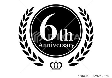 6周年記念、アニバーサリーのロゴベクターイラスト 129242860