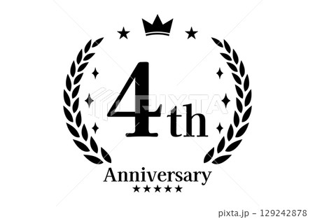 4周年記念、アニバーサリーのロゴベクターイラスト 129242878