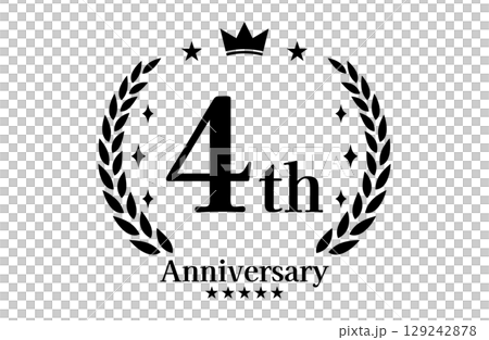 4周年記念、アニバーサリーのロゴベクターイラスト 129242878
