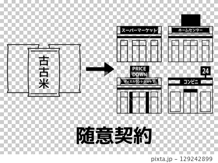 Monochrome negotiated contract icon of old rice and retail store Monochrome negotiated contract icon of old rice and retail store 129242899