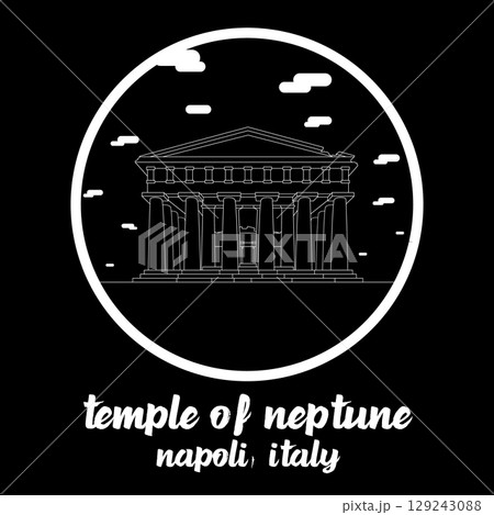 Circle Icon Temple of Neptune. Vector illustration 129243088