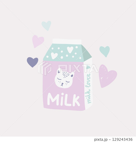 Funny cartoon drawing of a cat only milk carton Funny cartoon drawing of a cat only milk carton 129243436