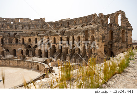 Walls of antique Roman amphitheater in Tunisian city of El Djem Walls of antique Roman amphitheater in Tunisian city of El Djem 129243441