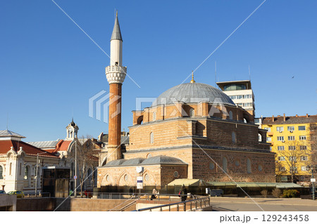 View of Banya Bashi Mosque on medieval Banski Square, Central Mosque of Sofia, Bulgaria View of Banya Bashi Mosque on medieval Banski Square, Central Mosque of Sofia, Bulgaria 129243458