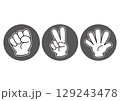 シンプルなじゃんけんのモノクロイラスト 129243478