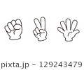 シンプルなじゃんけんの線画イラスト 129243479