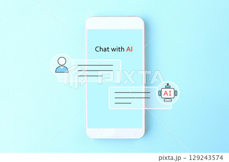 スマホを利用してAIと人間がコミュニケーションを図るメージ画像 129243574