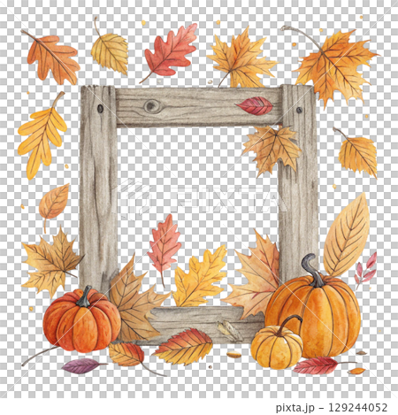 Autumn Frame Clipart Watercolor  129244052