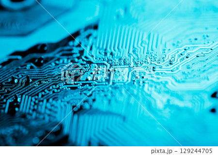 Abstract, Close up at electronic circuits, we see the technology of the mainboard, which is the important background of the computer.logic board,cpu motherboard,Main board,system board,mobo	 129244705